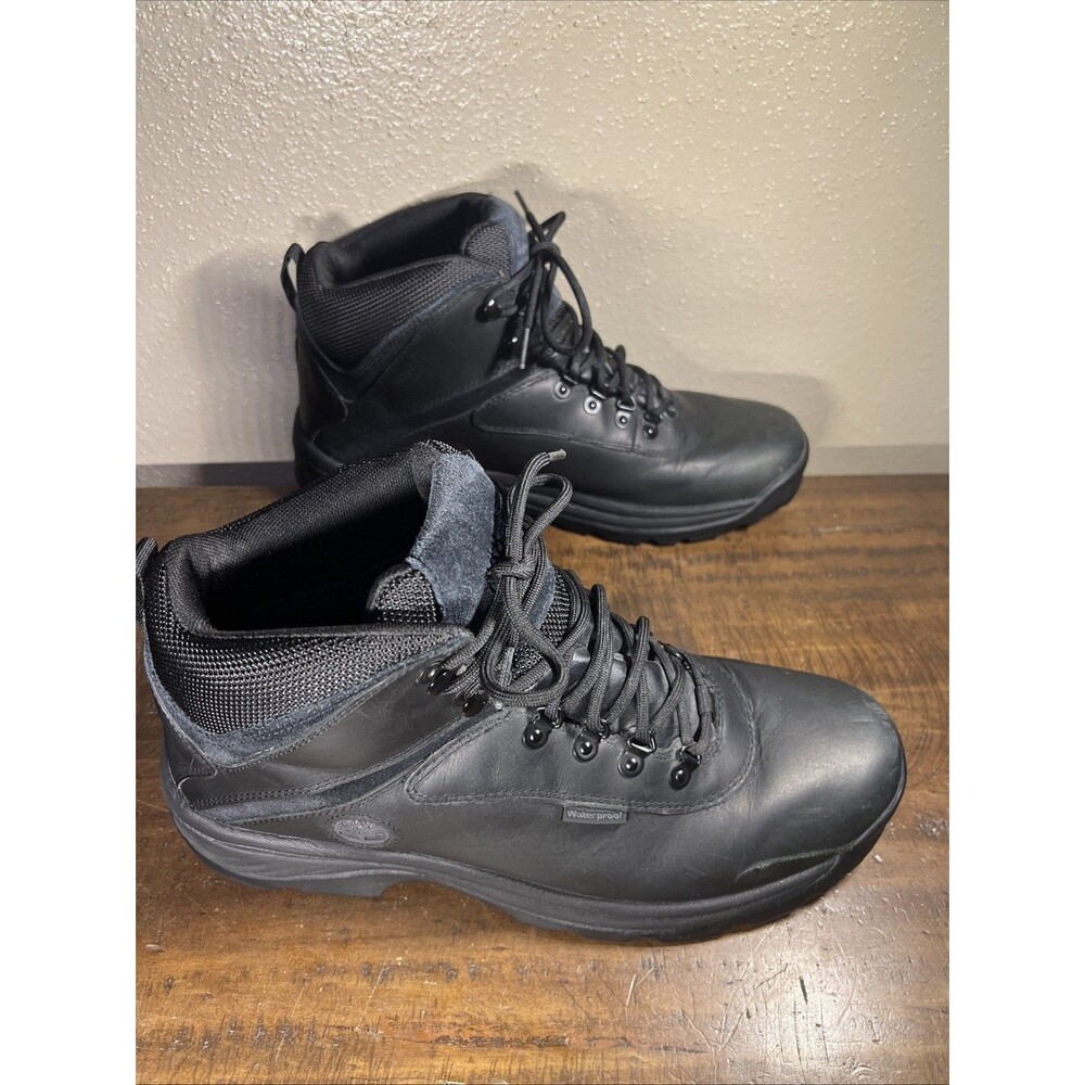 Men Timberland Ledge Black Leather Lace Up Waterproof Hiking Boots 12122 Size 13 - Picture 3 of 9